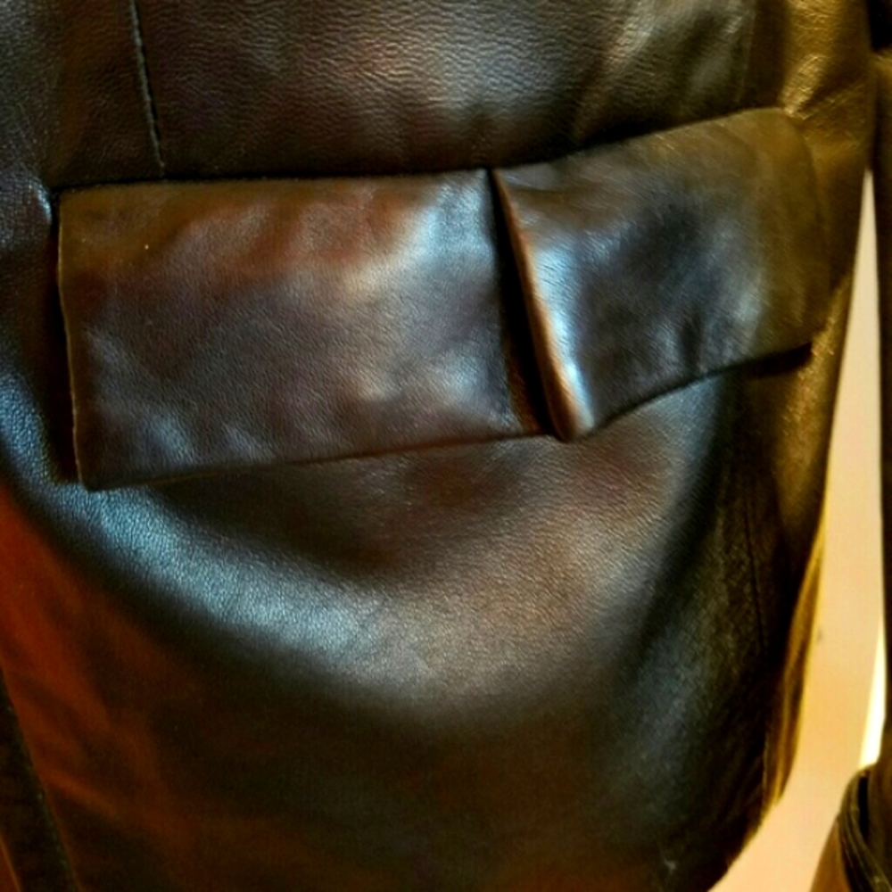 Calvin Klein Supple Black Leather Jacket Blazer with Pockets - Picture 4 of 8